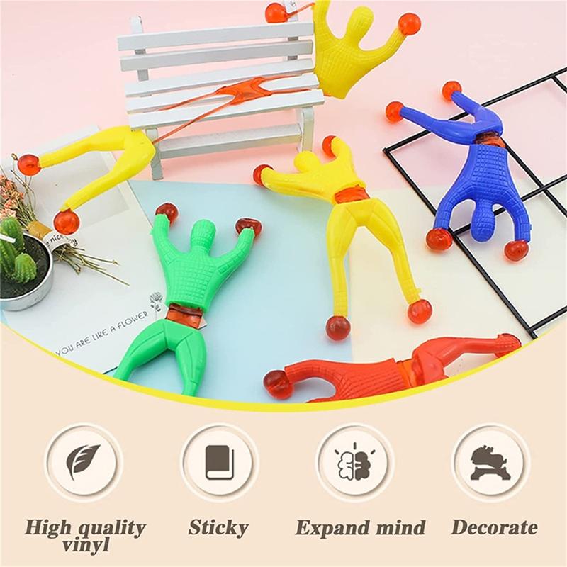 50Pcs Flexible Climb Sticky Men Wall Toy Kids Toys Climbing Flip Plastic Man Sticky Toys Gift  Kids Boy Birthday Party Favors Supplies Pinata Fillers Treat Bag Goody Bag Gifts kanak budak Hadiah Gift Silicone Man Red