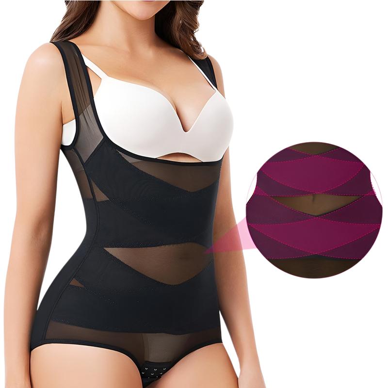 Tummy Tuck Bodysuit Breast Support Shapewear Mesh Breathable