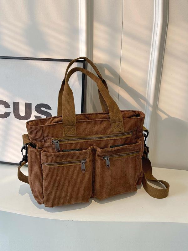 Women's Casual Solid Color Zipper Crossbody Bag Women, Handbag Sling Bag, Large Capacity Multi-pocket Design Portable Shoulder Bag for Daily Used, Girl Fashionable Shopping Bag Tote Bag for Women