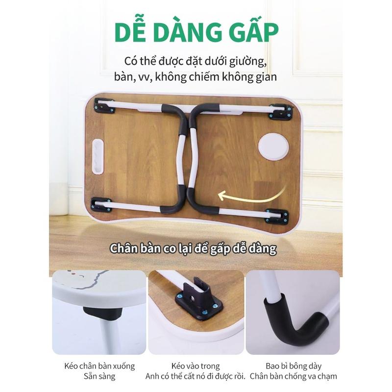 Bàn Học Gấp Gọn Bàn Làm Việc Học Sinh Sinh Viên Để LapTop ngồi bệt Chận Nhựa Gấp Đa Năng Gỗ