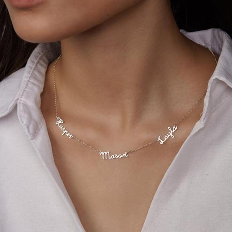 AS025 Multiple Names Custom Cut Necklace Personalized Gift Stainless Steel Letter Necklace For Mother's Day Anniversary Valentine's Day