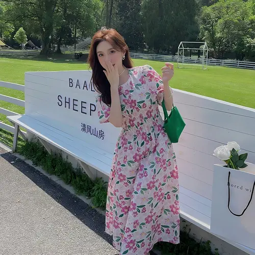 Váy hoa nhí dáng dài chun eo hàng thiết kế chất thô hàn bền màu, hạn chế nhàu