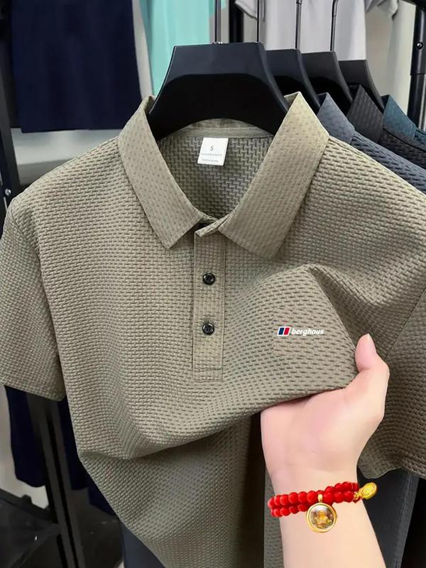 Men's Regular Fit Lizard Print Polo Shirt, Casual Short Sleeve Collared Top for Summer, Fashion Men's Clothes for Daily Wear, Menswear, Business Casual