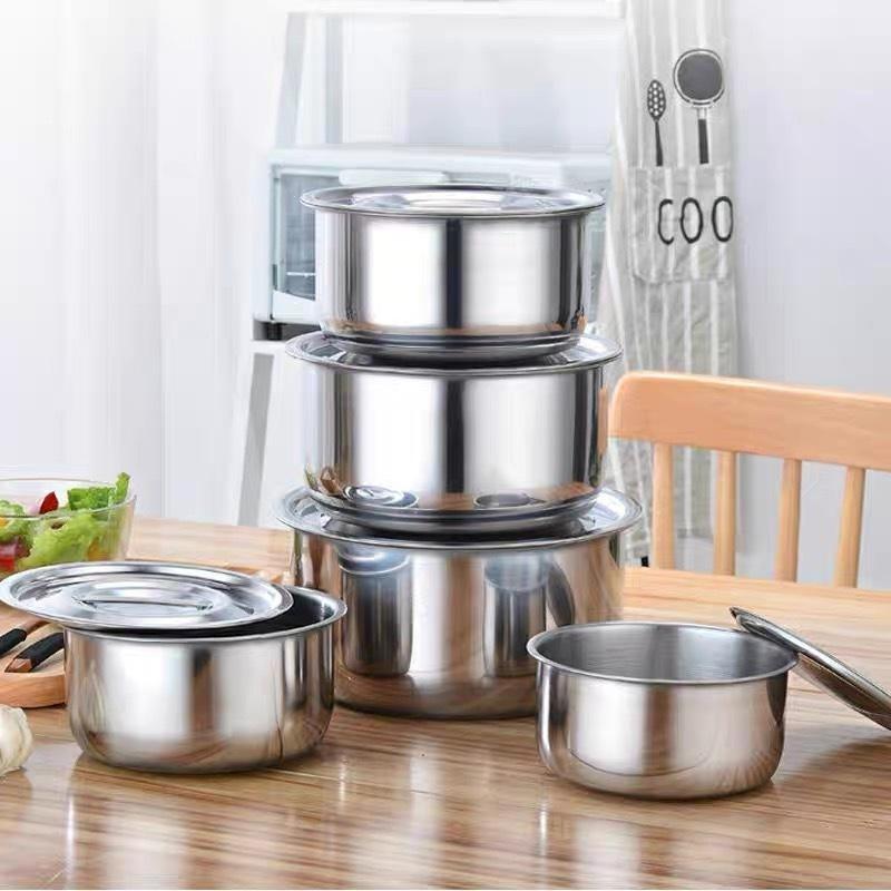 5PCS set by layer Stainless Steel Stock Pot Set - High-Quality Product, Food-Grade Steel, Goods for stackable food Safer & Non-Toxic, Suitable for All Cookers