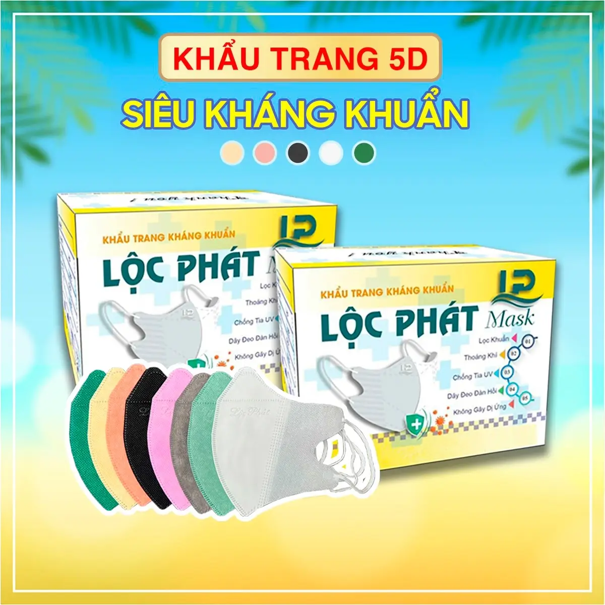Set 200 Chiếc Khẩu Trang 5D Lộc Phát Mask Kháng Khuẩn, Đa Dạng Màu Đẹp Phụ Kiện Che Mặt Accessories