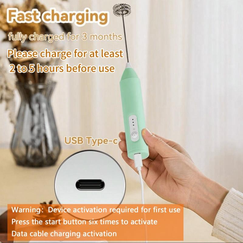 Rechargeable Coffee Frother, Handheld Milk Frother, Rechargeable Electric Blender Coffee Frother, Whisk Drink Mixer, Mini Foamer for Lattes, Cappuccino, Matcha, Hot Chocolate