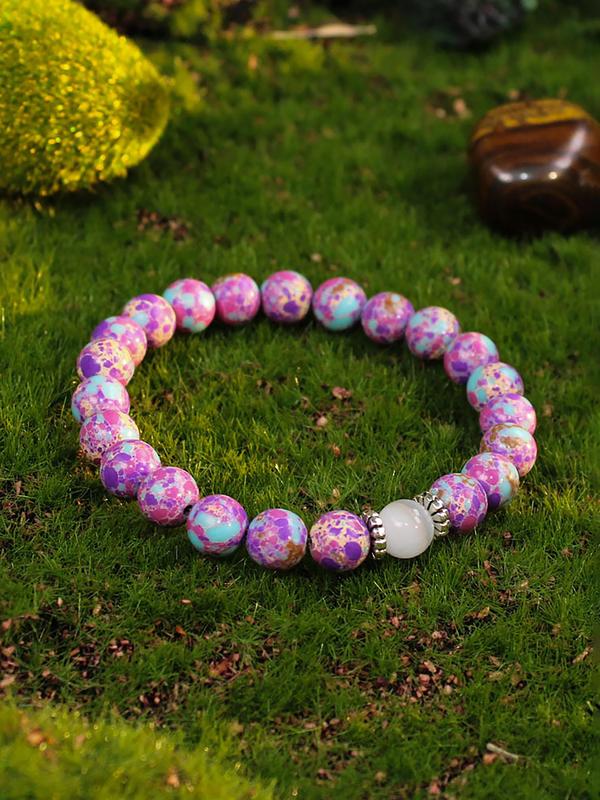 Natural Stone Beaded Energy Stackable Bracelet, Fashionable Bead Bracelets for Women & Men, Trendy All-match & Exquisite Jewelry for Birthday Gift, Relief Bracelet