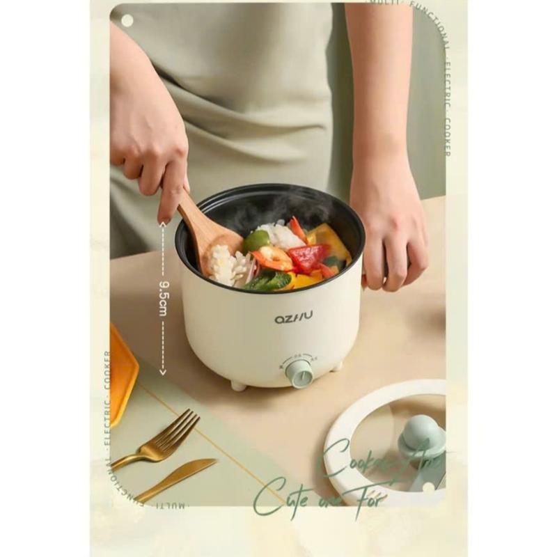 [ DEAL ĐỘC QUYỀN] Nồi Điện Mini 18cm, dung tích 1.8L Đa Năng 2 Nấc Nhiệt Tặng Gía Hấp Có Tay Cầm Tiện Dụng Dung Tích 1.8L Nồi Lẩu Nồi Điện Nấu Ăn  Inox Nồi Lẩu Điện simmer  pot