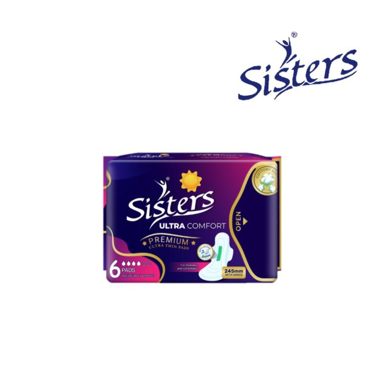 Sisters Ultra Thin Pads with wings 6's Premium Comfort Pack