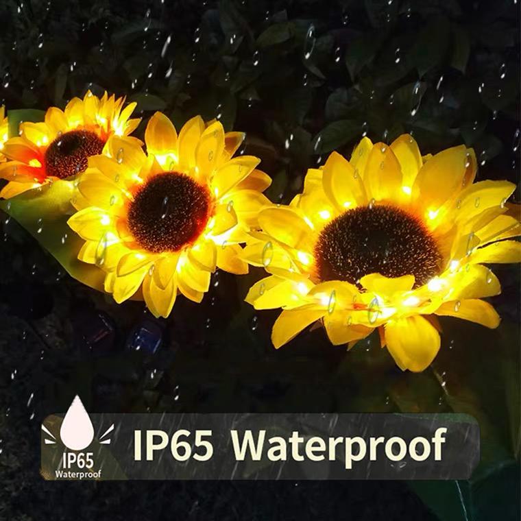 Solar Lights Outdoor Waterproof with Sunflower Flowers Shape for Home House Garden Courtyard Decor[600mAh]