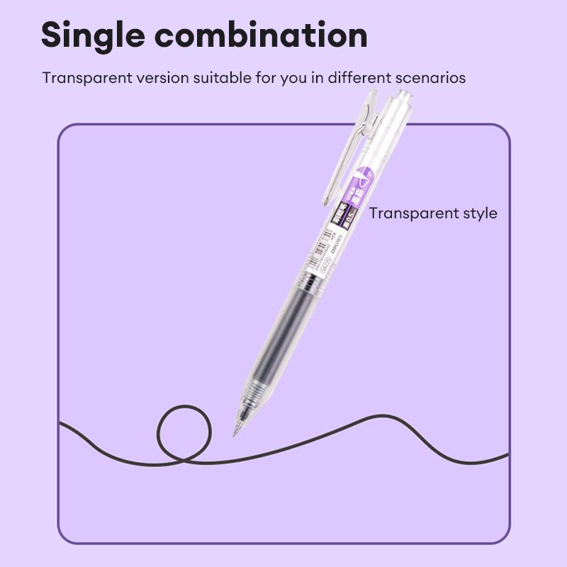 Deli 1Pc/1Box SA225 0.5mm Refillable Gel Pen Brush Topic Quick Dry Press Large Capacity ST pen (Black) for School Student Stationery Office Supplies