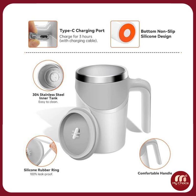 380ml Cawan Kopi Automatic Magnetic Stirring Coffee Mug 304 Stainless Steel Self Stirring Rechargeable Cawan Coffee