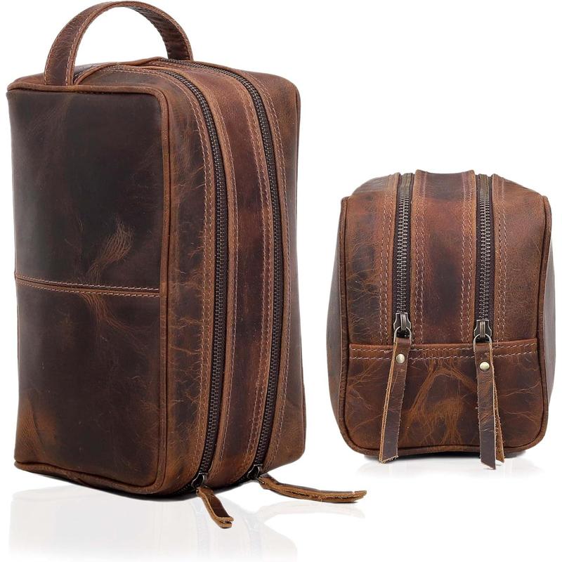 Extra large men's leather toiletry bag best sale