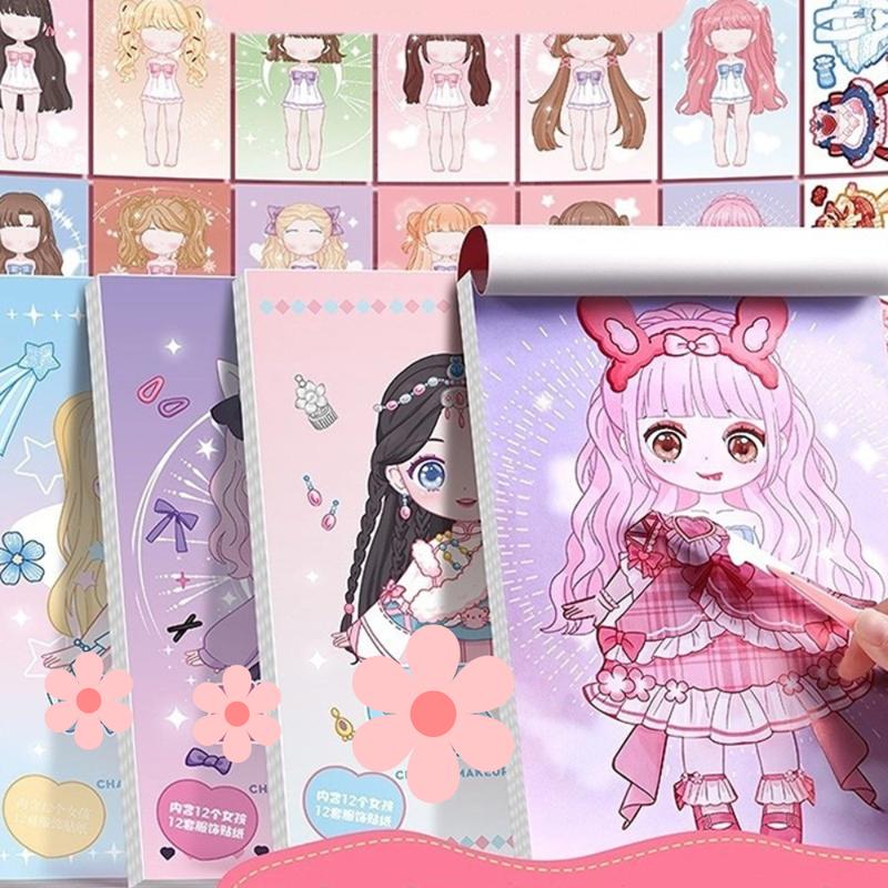 FIVEVOO Buku Stiker Diy/ Stiker Dress Up Book/ Buku Sticker Diy / Jadul Lucu Sticker Dress Up Book