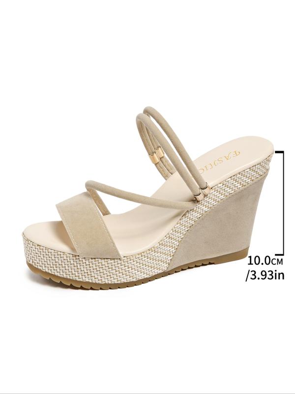 Women's Fashionable Solid Color Wedge Platform Sandals, Casual Comfortable Breathable Sandals for Daily Wear, Lightweight Breathable Shoes for Women & Girls, Heels, Footwear