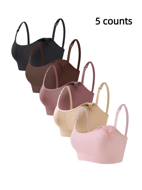 Women's Solid Detatchable Adjustable Strap Nursing Bra Set, Front Buckle Bra Soft Comfortable Breathable Maternity Bra, Maternity Clothing, Maternity Pregnancy Lingerie, Maternity Underwear, Seamless Maternity Bra, Pregnant Maternity Clothes