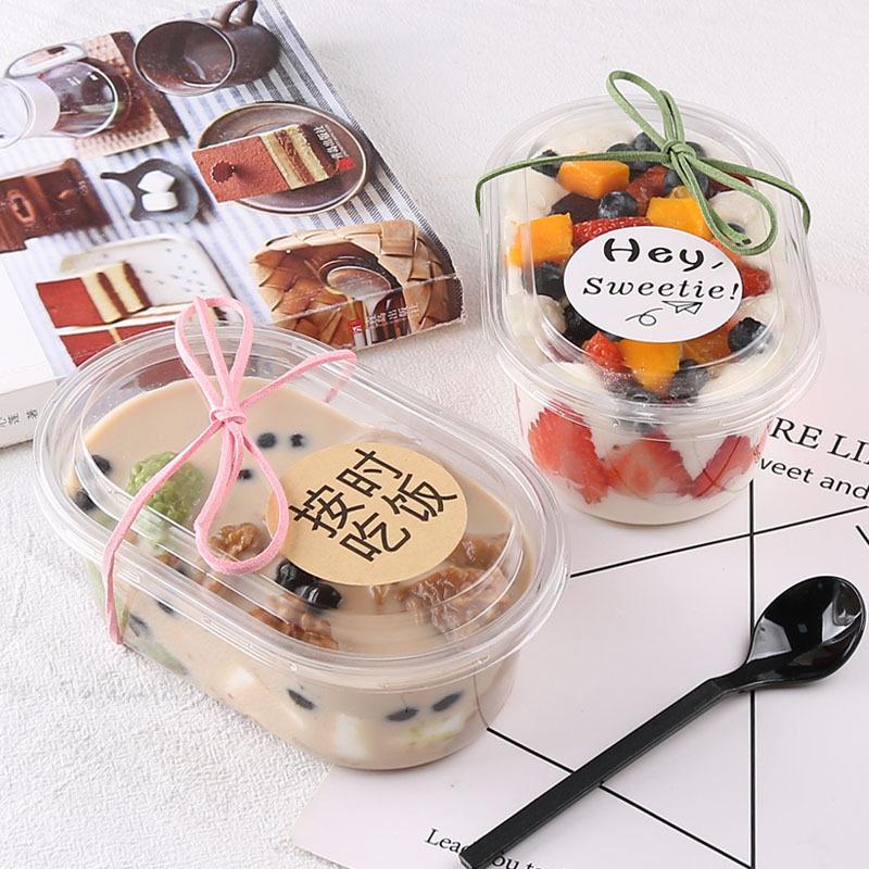 The Box Factory Kotak Kek Transparent 280ml 500ml 700ml Kotak Puding Mousse Bekas Kek Kek Cheesecake Penyimpanan Makanan PET Plastik Berkualiti Tinggi Reusable Kitchenware