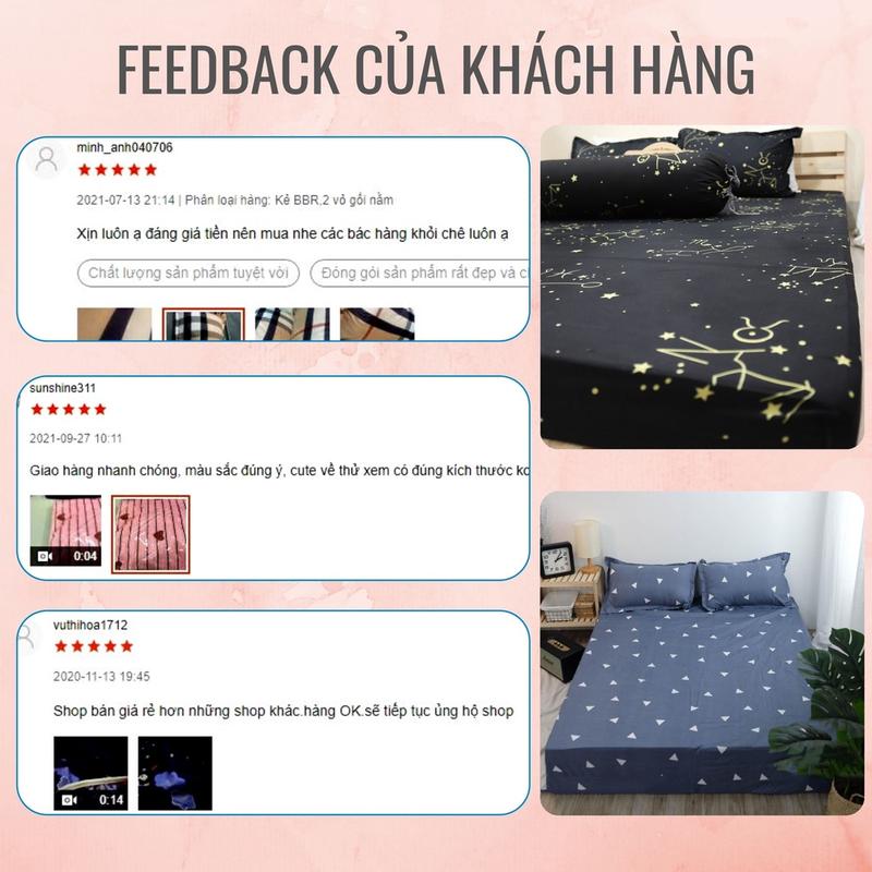 Bộ Ga Gối 3 Món Poly Cotton m2/m4m6/m8 Drap giường, Ga trải giường + 2 vỏ gối nằm Bốn Mùa - Miu Home