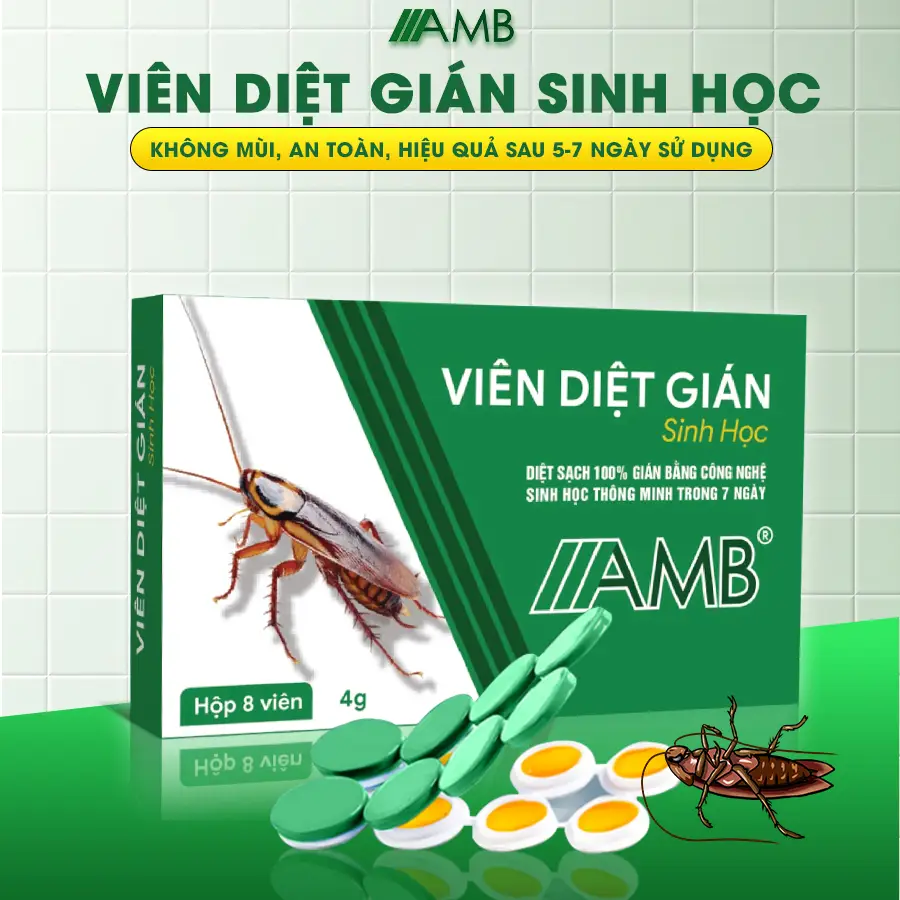 Viên Diệt Gián Sinh Học Amb Hộp 8 Viên, Hiệu Quả , An Toàn Cho Người Và Vật Nuôi. Nhang Đồ Vệ Sinh Nhà Cửa Vien Diet Gian