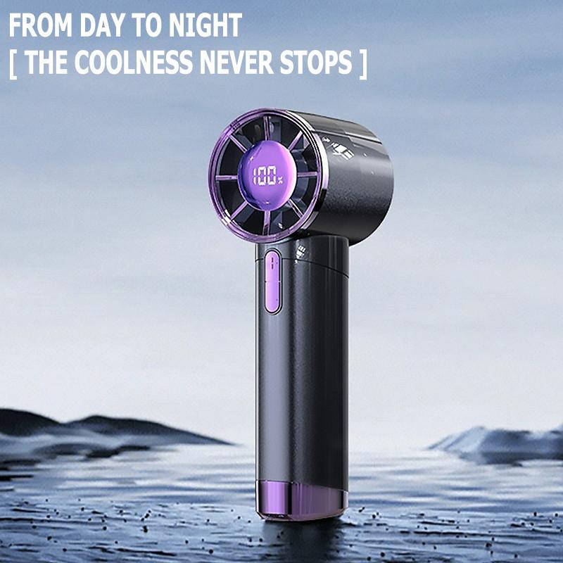 8000MAH Bladeless Handheld Small Fan Portable High Speed Rechargeable Turbo Fan With 100 Gear Super Quiet Strong Rechargeable Electric Mini Fan Usb Lanyard Charging Cable Adjustable Compact