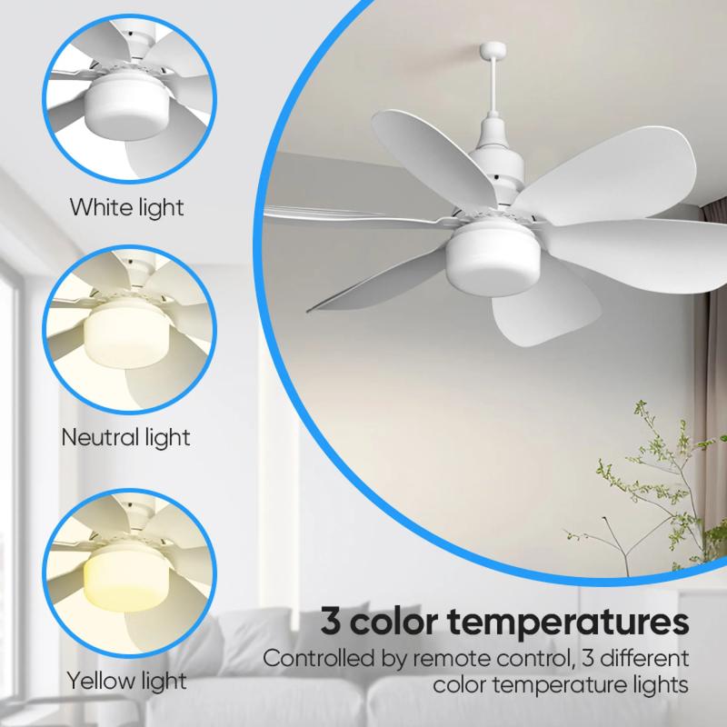 E27 LED light ceiling fan with light and remote control 30W bulb dimmable for bedroom kitchen living room