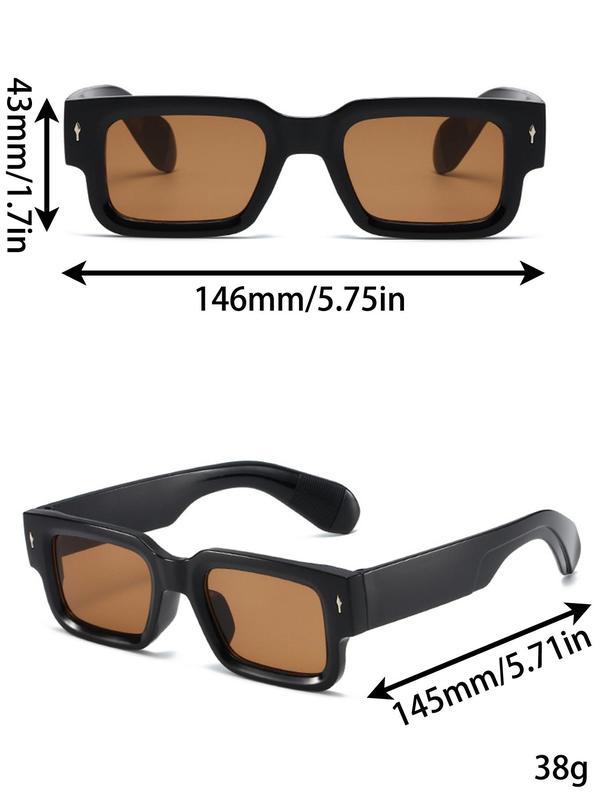 Cool Unisex Vintage Square Frames Sunglasses, Stylish Glasses, Trendy Casual Clear Sunglasses for Everyday Use, Fashion Accessories for Outdoor Activities, Trendy Shades